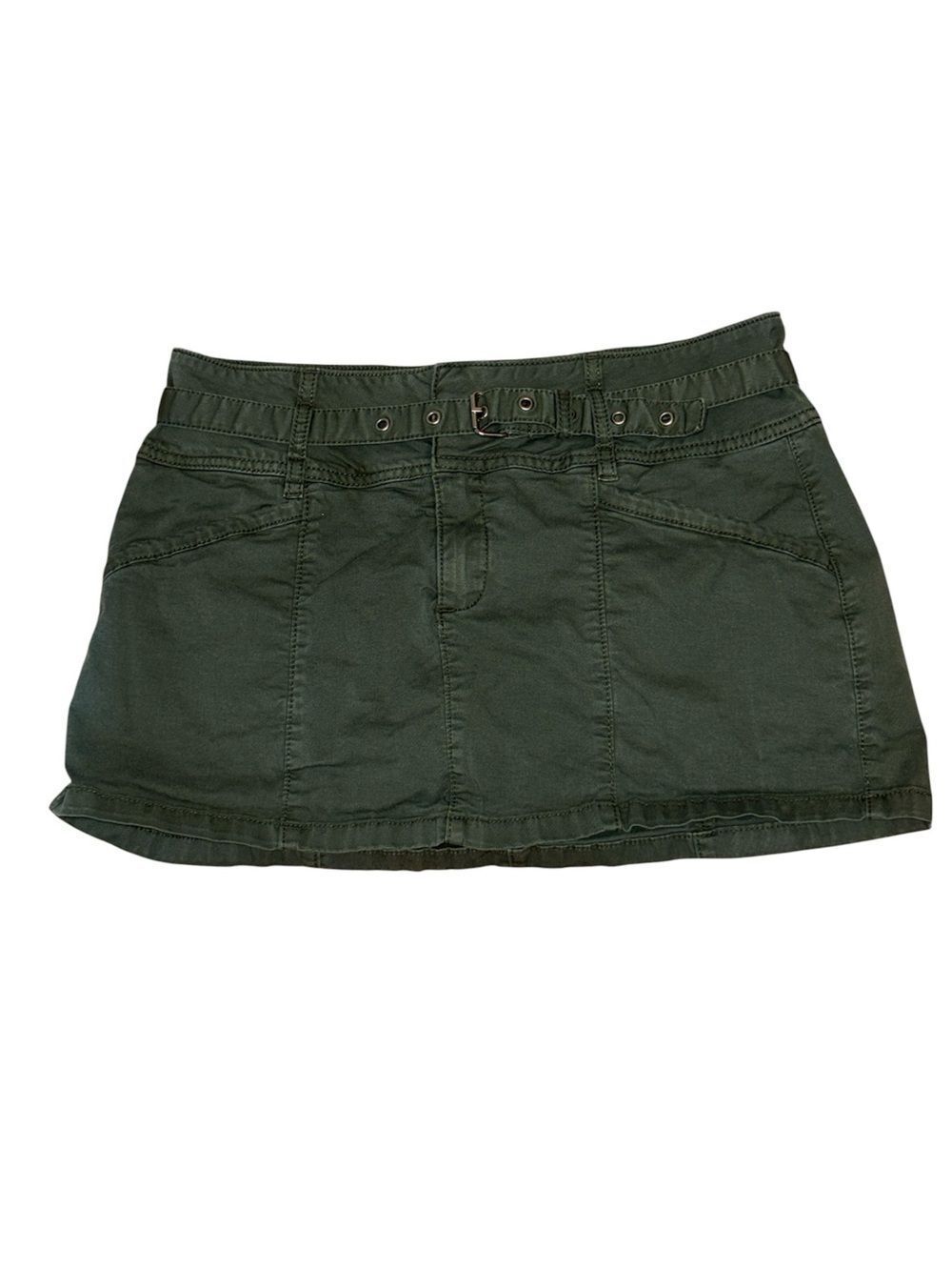 Garage Olive Green Mini Skirt with Belted Waist, XS